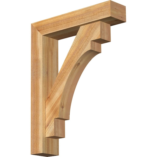 Ekena Millwork Merced Block Rough Sawn Bracket w/ Offset Brace, Western Red Cedar, 6"W x 26"D x 34"H BKT0604X26X34MRC05RWR - main